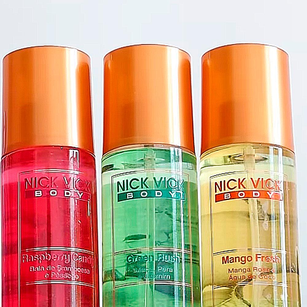Kit Body Splash Raspberry 200ml + Candy Mango Fresh 200ml + Green Rush 200ml Nick Vick
