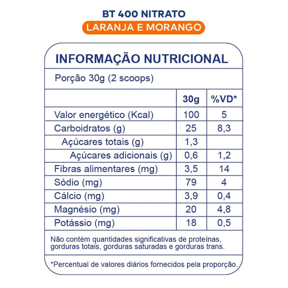 Suplemento BT 400 Nitrato Dobro 450g Sabor Laranja com Morango