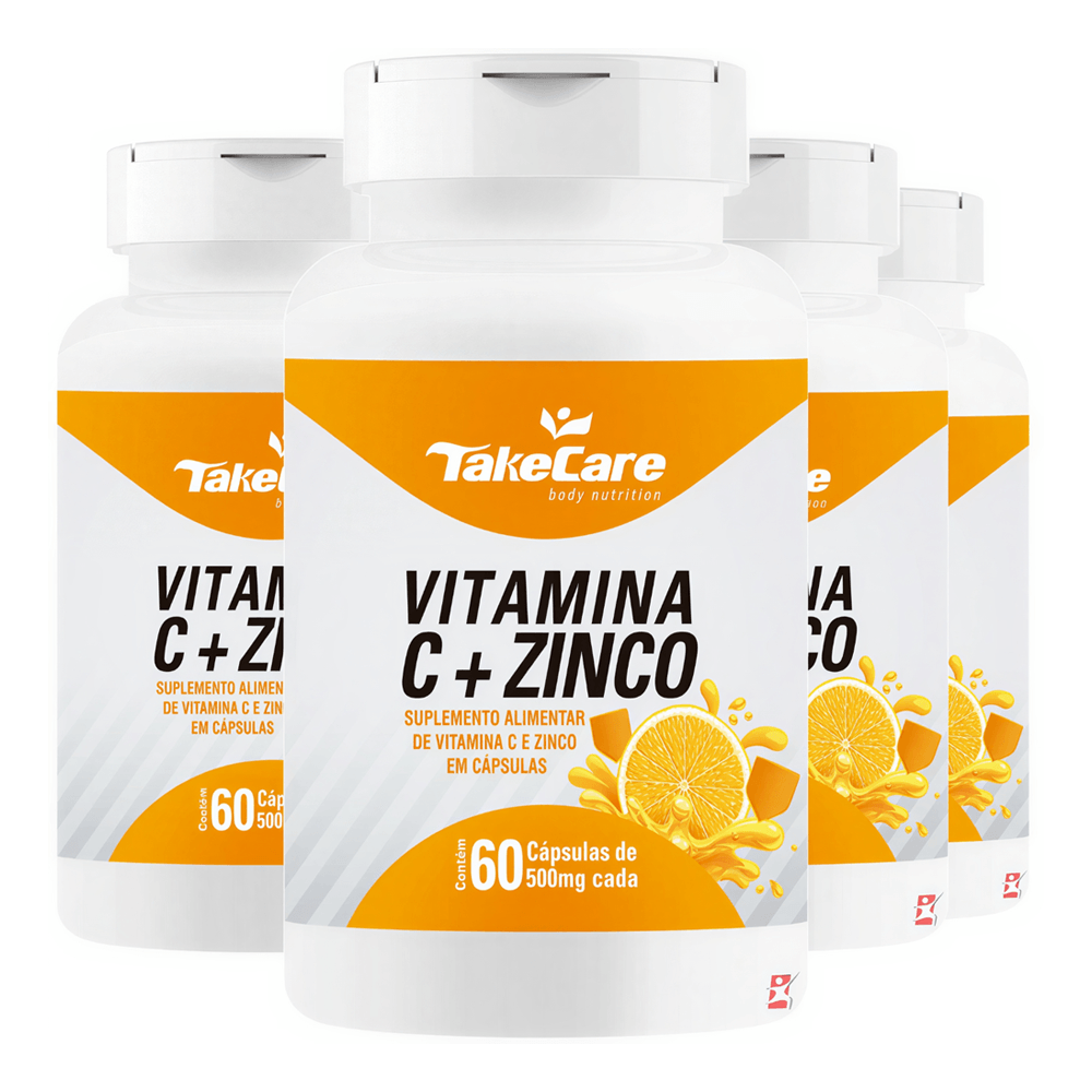 Kit 4 Vitamina C + Zinco Take Care 60 Cápsulas