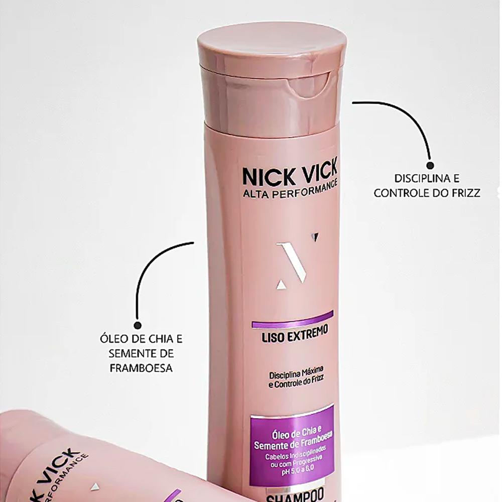 Kit Shampoo 250ml + Condicionador 250ml Liso Extremo Nick Vick