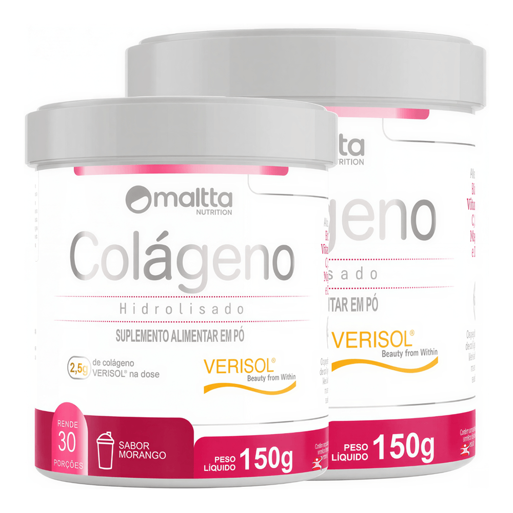 Kit 2 Colágeno Verisol Maltta Nutrition Morango 300g