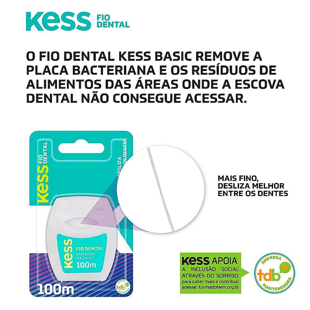 Kit Fio Dental Encerado Kess 4 Unidades 100m