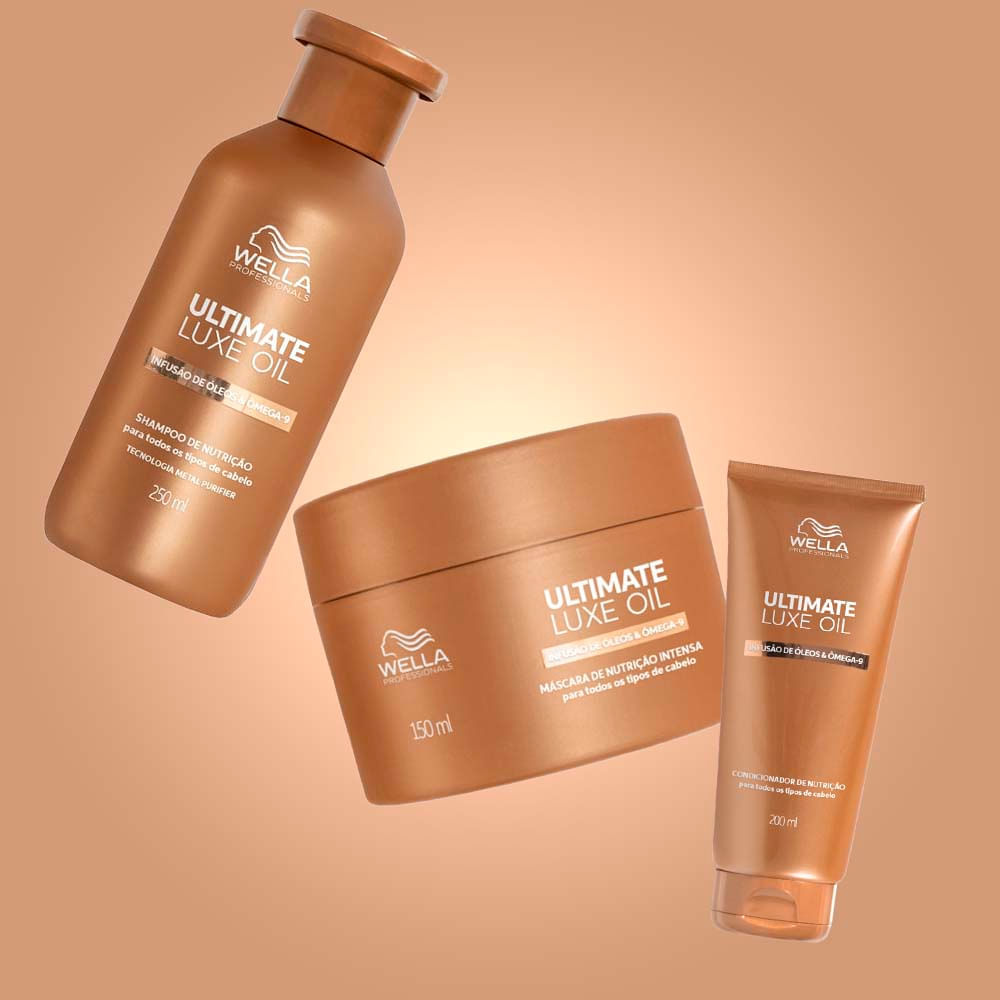 Kit Shampoo 250ml + Condicionador 200ml + Máscara 150ml Ultimate Luxe Oil Wella Professional