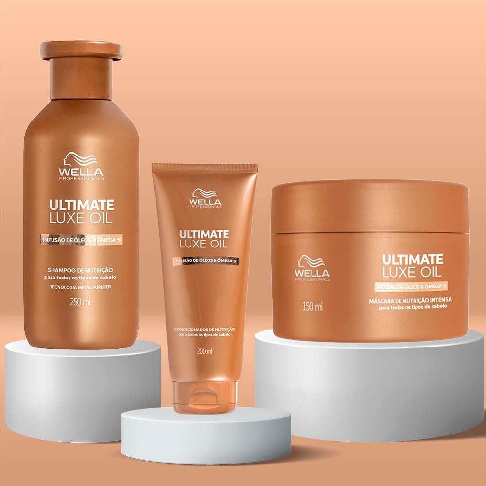 Kit Shampoo 250ml + Condicionador 200ml + Máscara 150ml Ultimate Luxe Oil Wella Professional