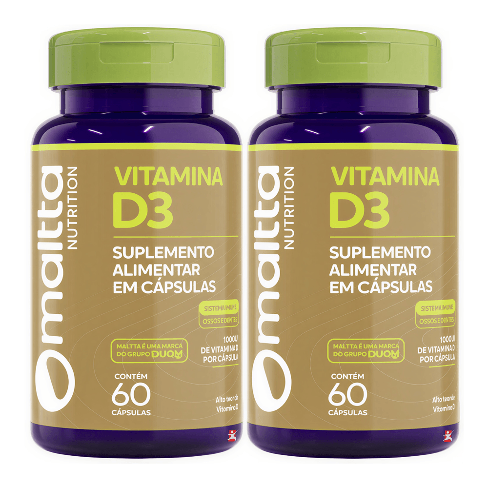 Kit 2 Vitamina D3 1000ui Colecalciferol Maltta Nutrition 60 Cápsulas
