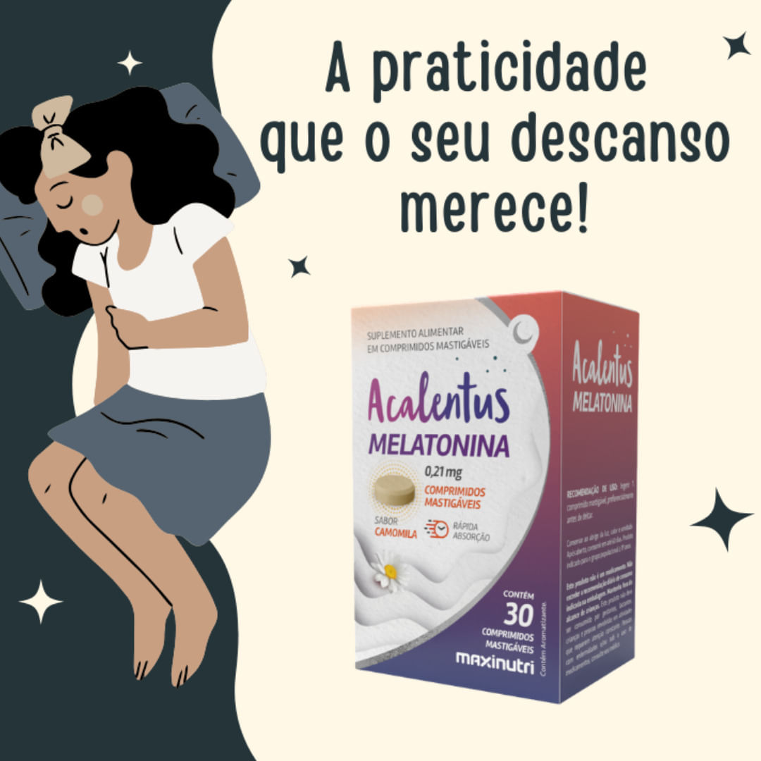 Acalentus Melatonina Mastigável Maxinutri 30 Cápsulas