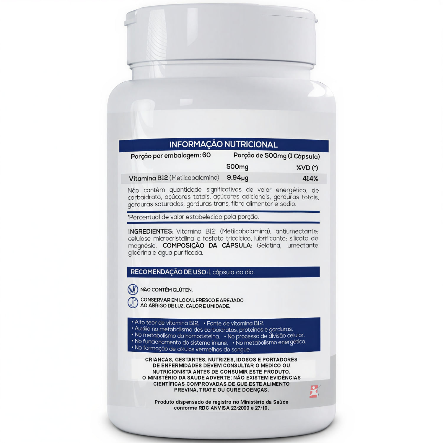 Vitamina B12 Metilcobalamina Bionutri 60 Cápsulas
