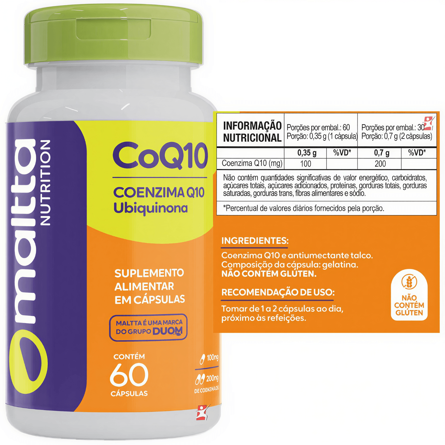 Kit 2 Coenzima Coq10 Ubiquinona Maltta Nutrition 100mg 60 Cápsulas