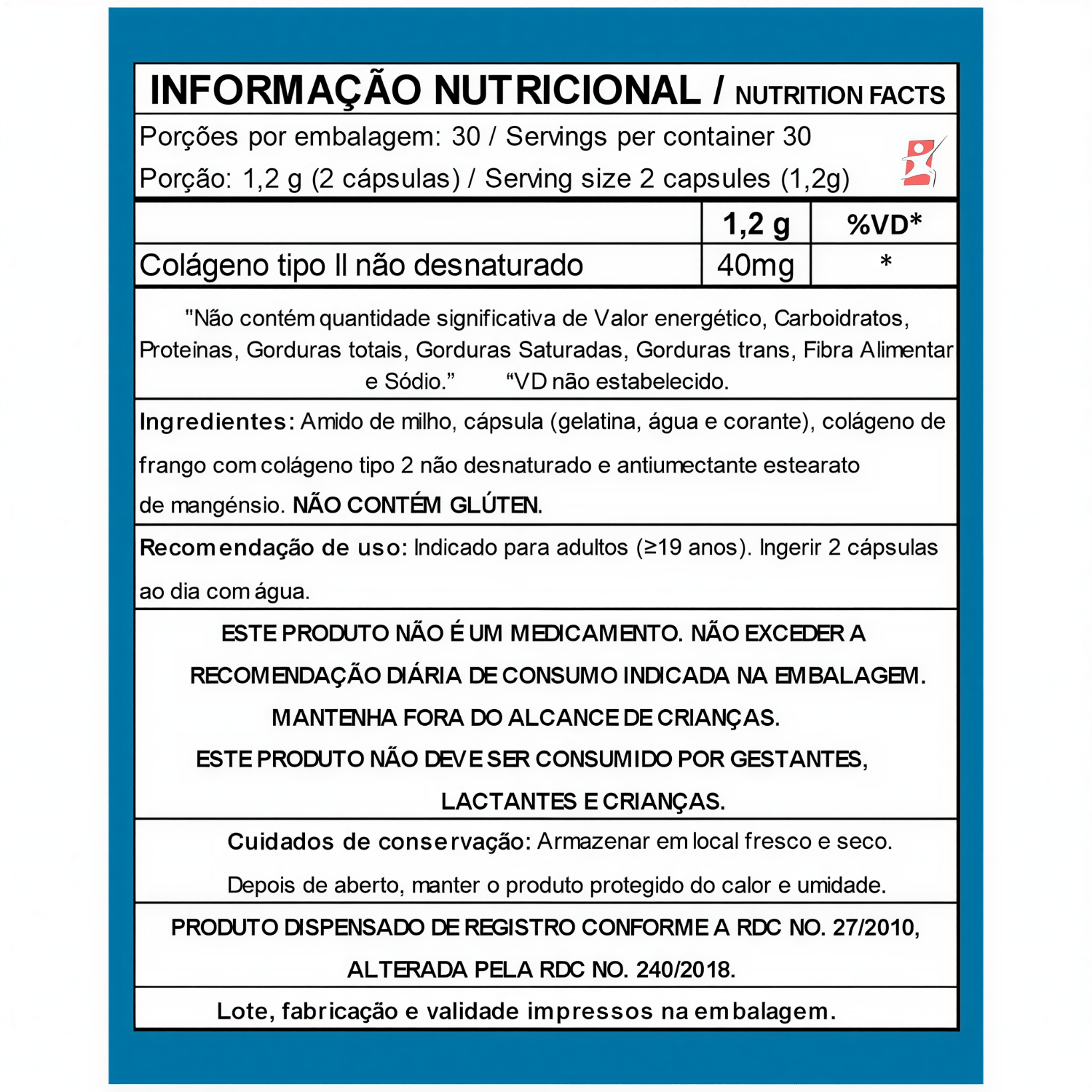 Kit 2 Colágeno Tipo 2 Puro Não Desnaturado Take Care 60 Cápsulas