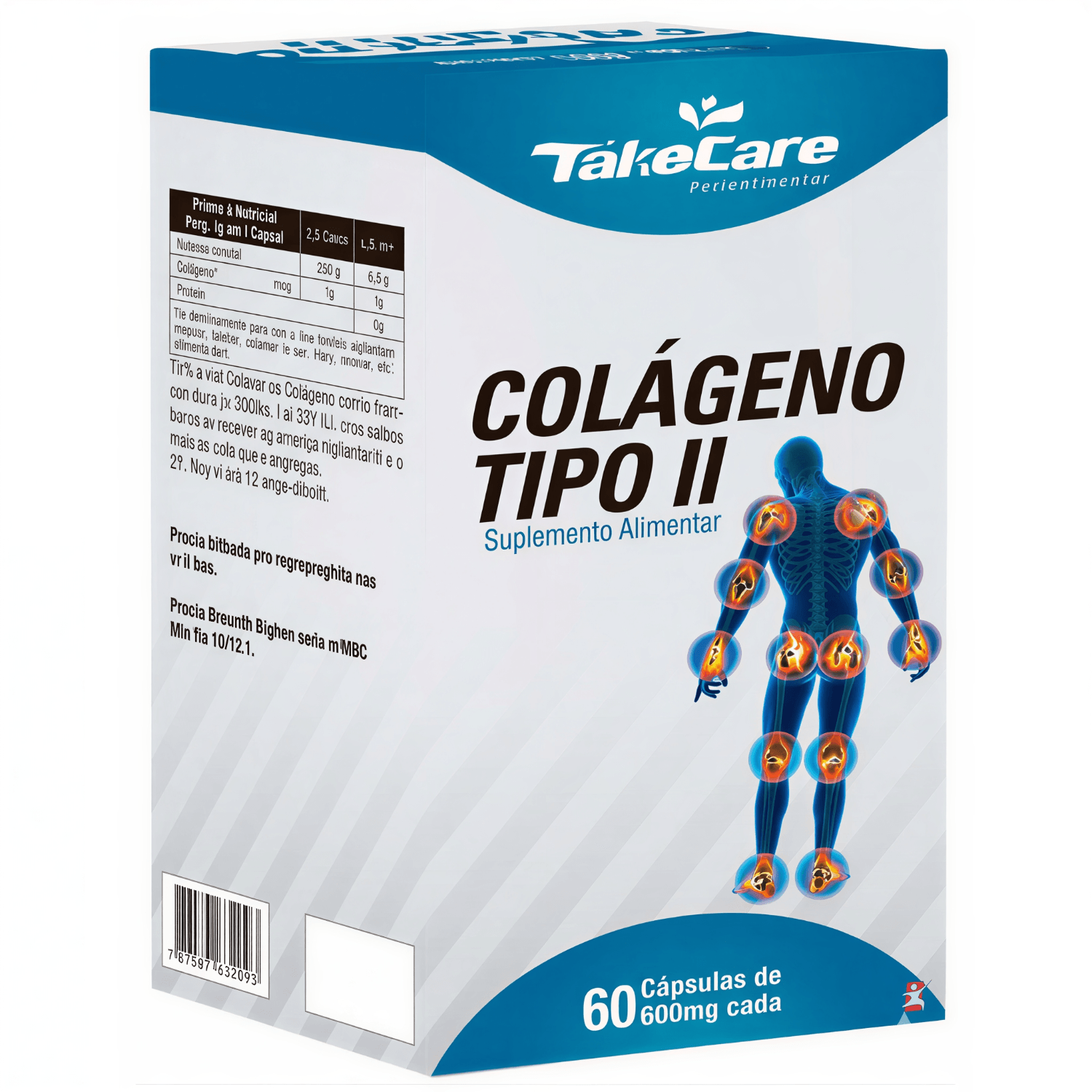 Kit 2 Colágeno Tipo 2 Puro Não Desnaturado Take Care 60 Cápsulas