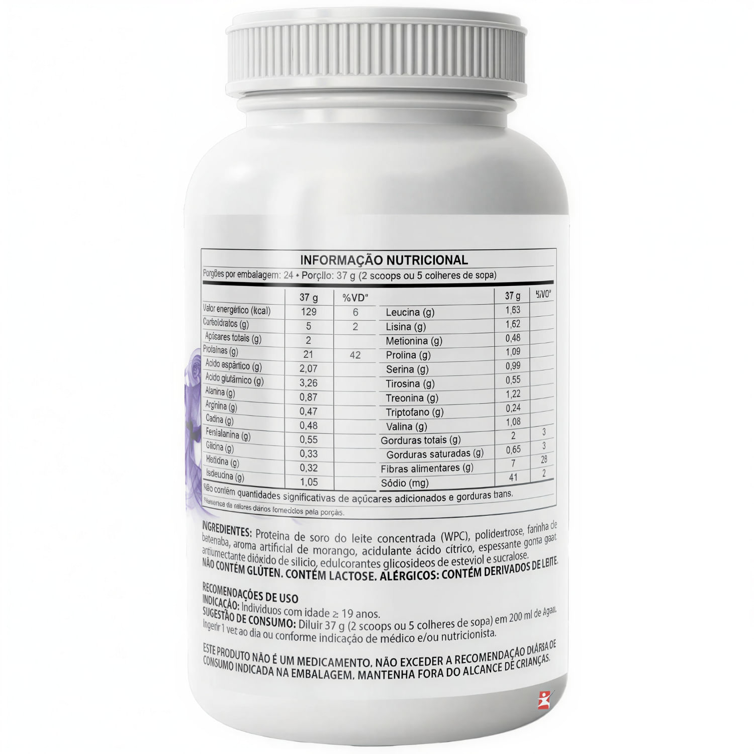 Whey Mais 100% Concentrate Clinicmais Morango 900g