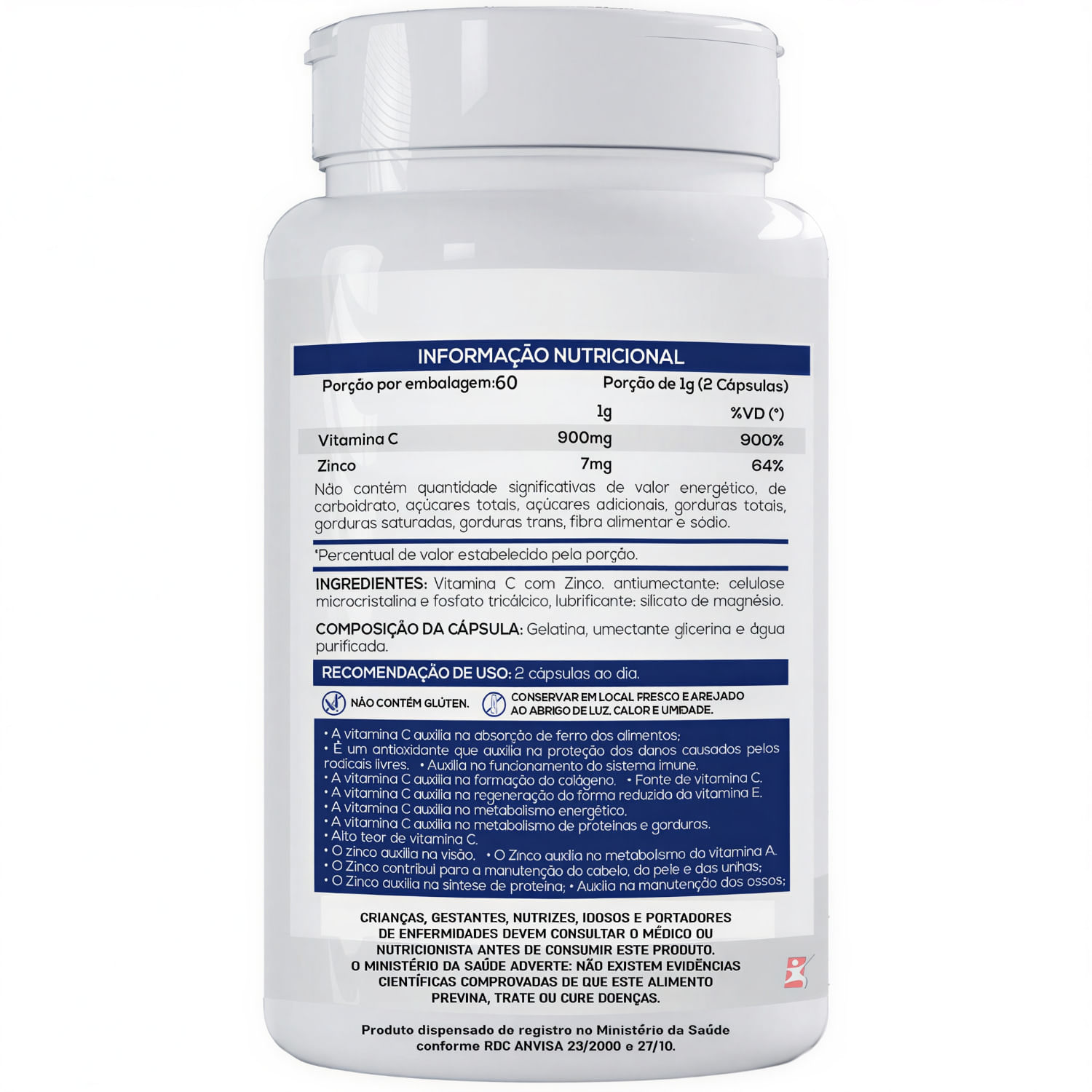 Vitamina C Com Zinco Bionutri 120 Cápsulas