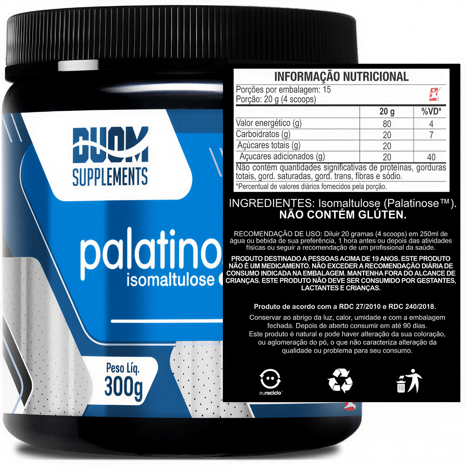 Palatinose Isomaltulose 100% Vegana Maltta Nutrition Sabor Neutro 300g