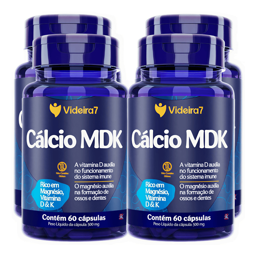 Kit 4 Calcio Mdk Videira7 60 Cápsulas