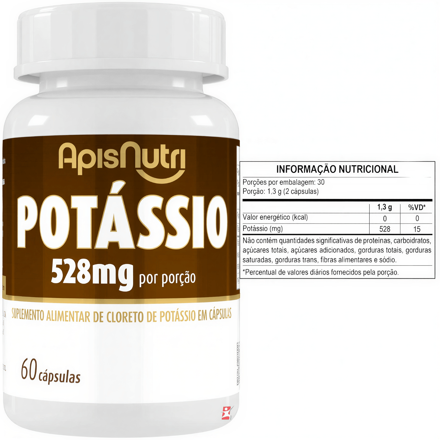Potássio Apisnutri 528mg Por Porção 60 Cápsulas