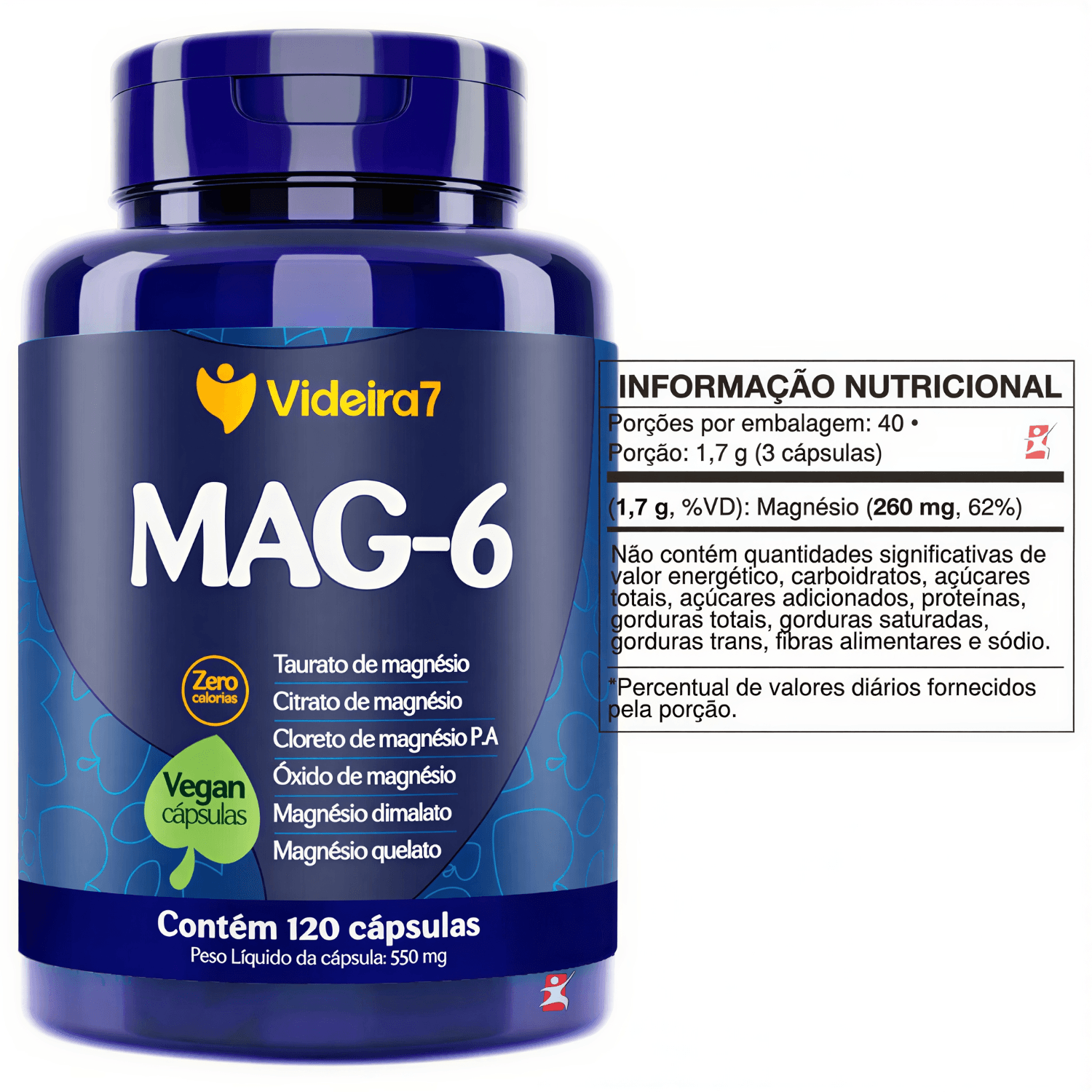 Mag-6 Magnésios Videira7 120 Cápsulas