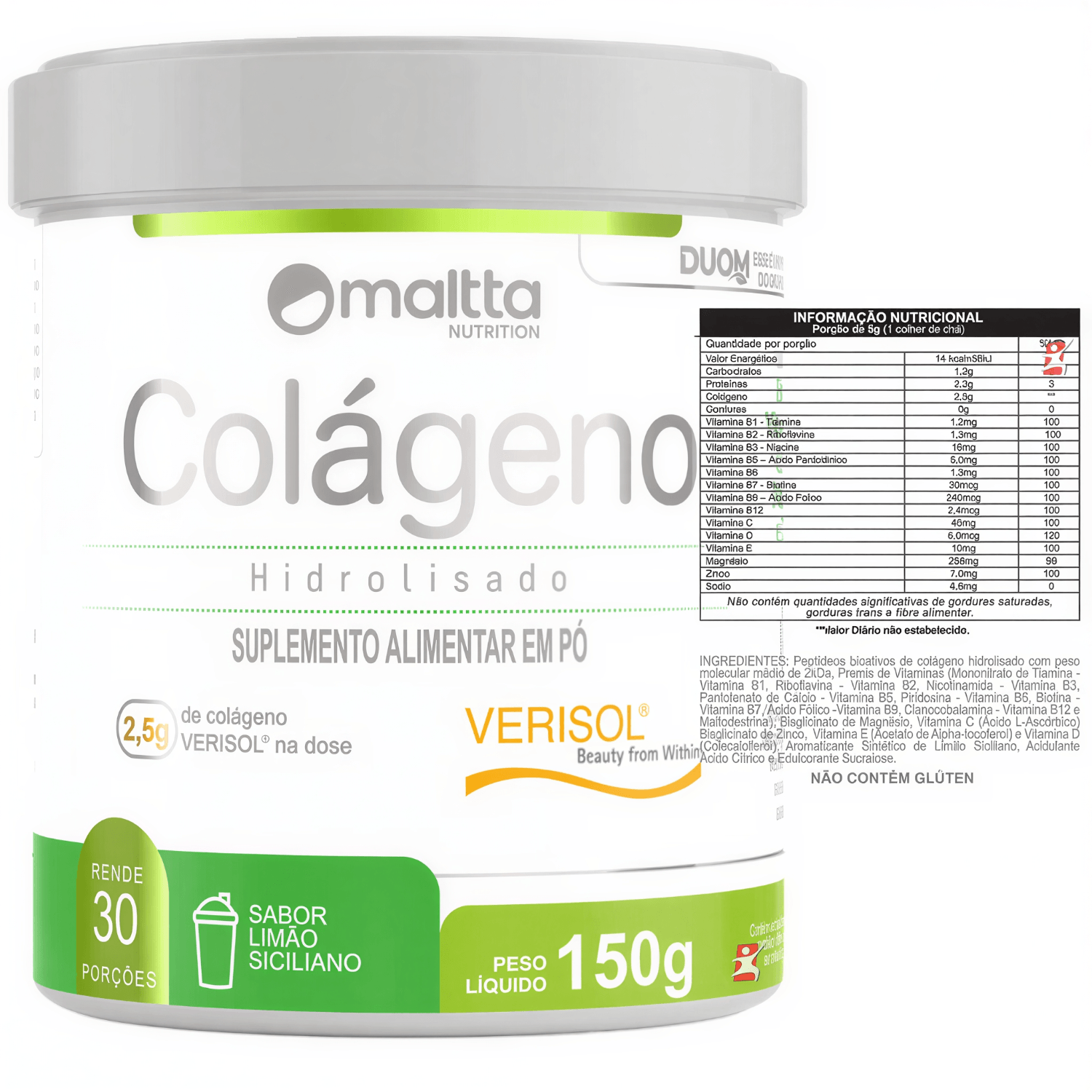 Kit 3 Colágeno Verisol Maltta Nutrition Limão Siciliano 150g