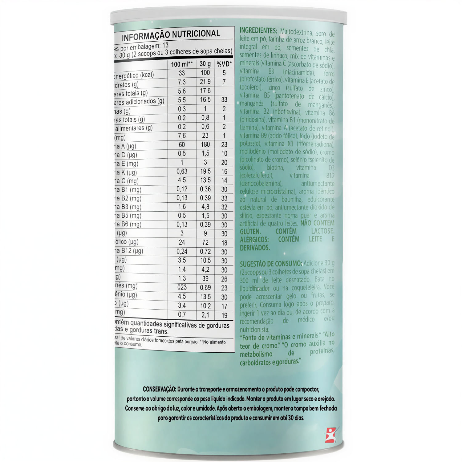 Shake Leveza 30 Com Chia Clinicmais Sabor Baunilha E 4 Leites 400g