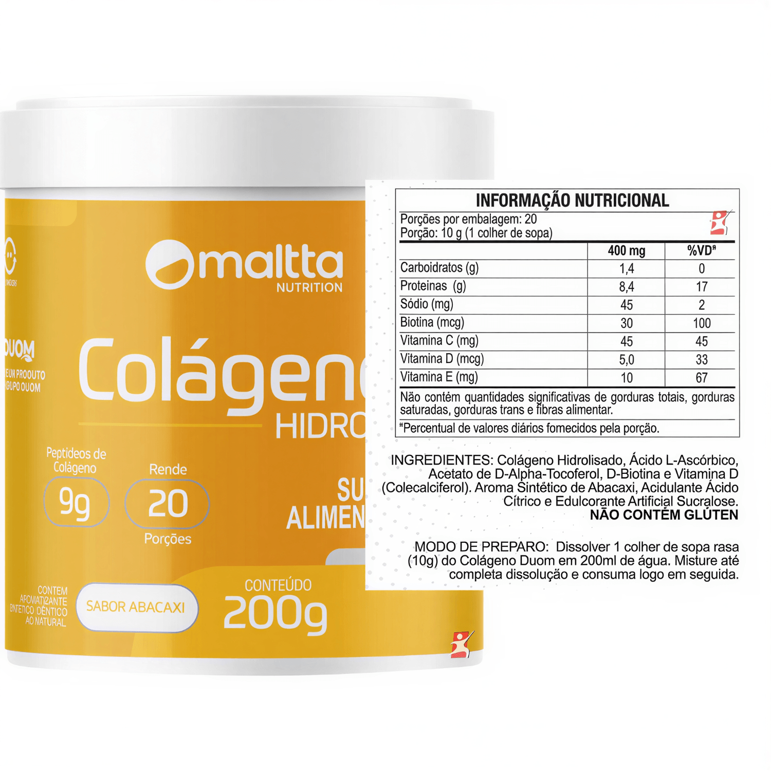 Colágeno Hidrolisado Maltta Nutrition Sabor Abacaxi 200g