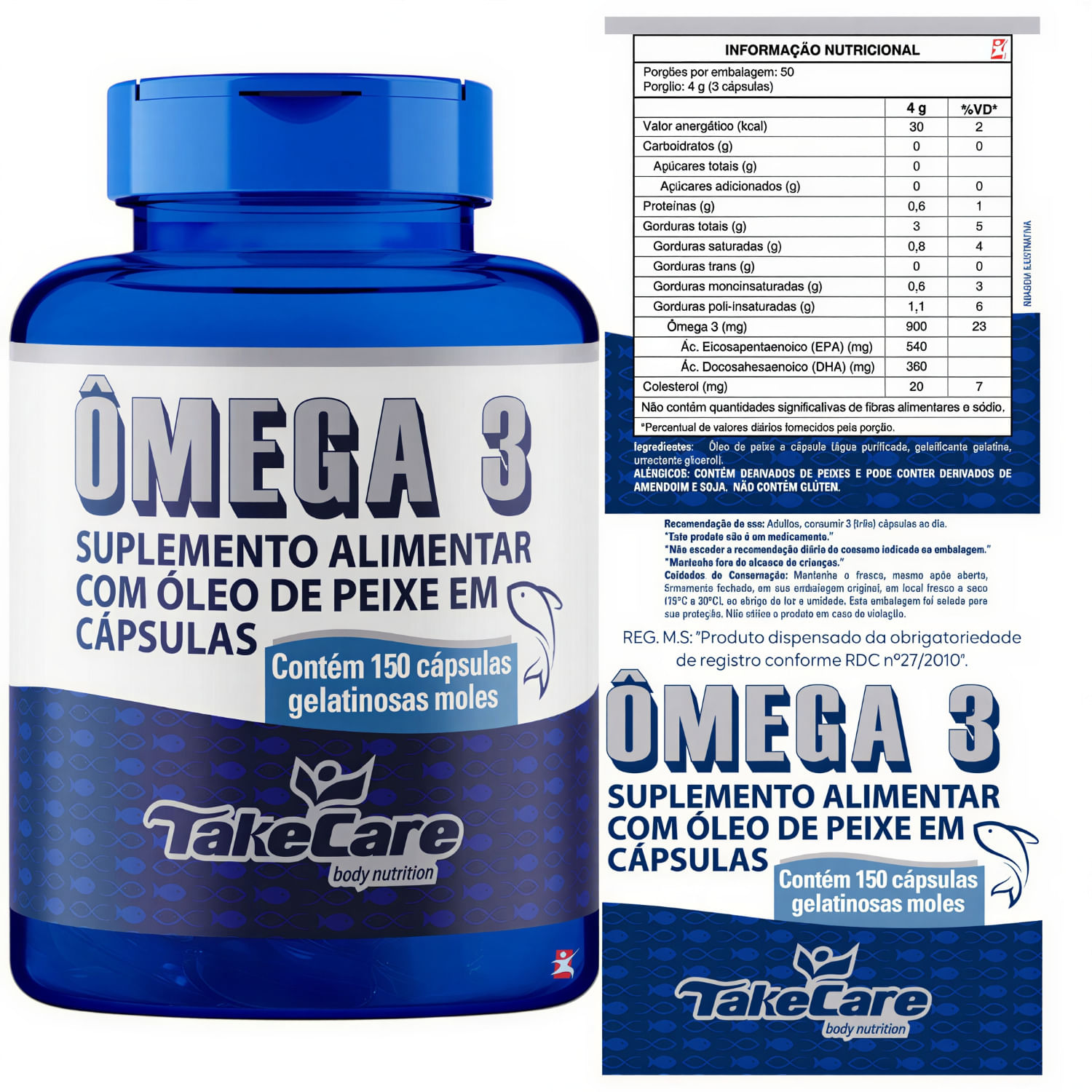 Ômega 3 Concentrado Take Care 1000mg 150 Cápsulas