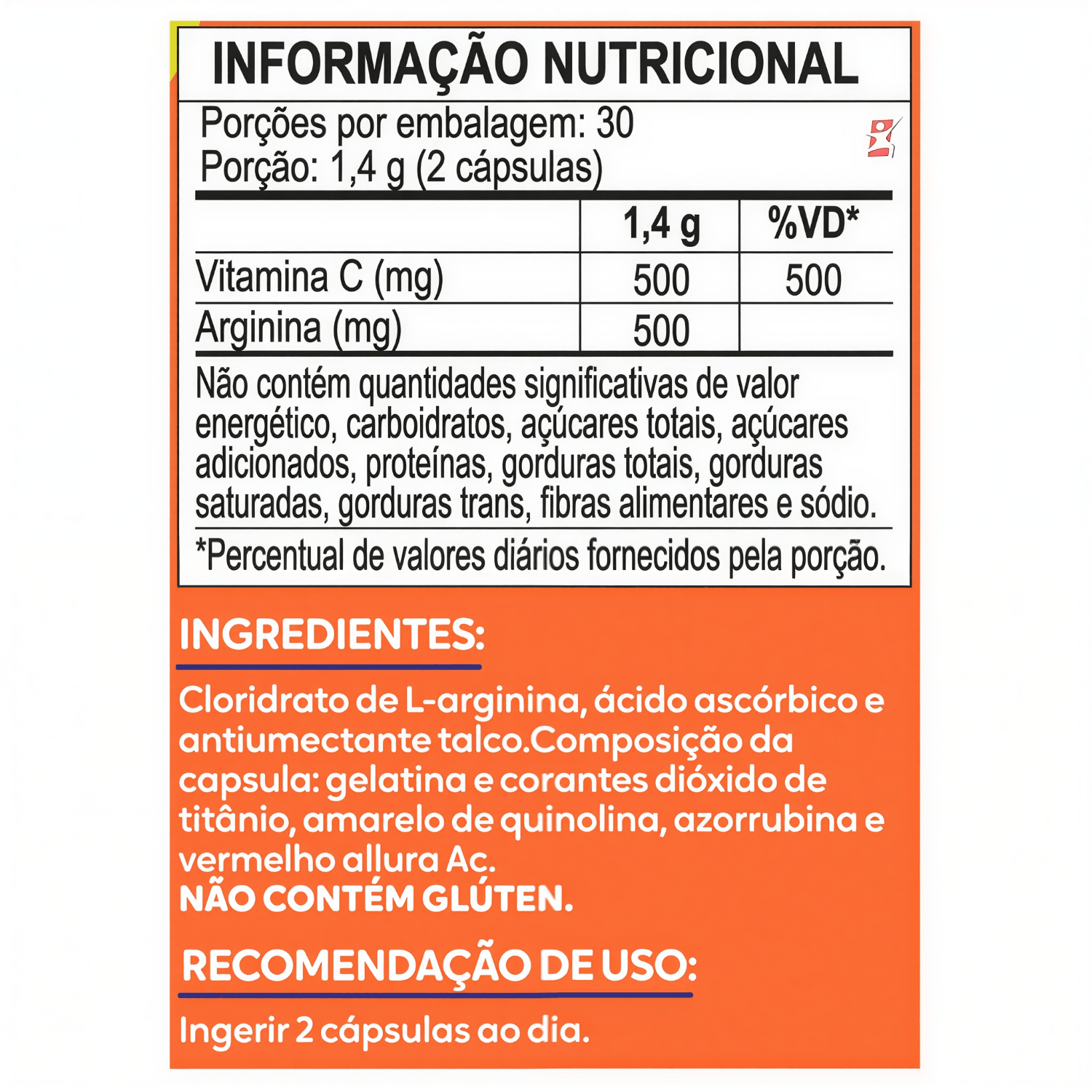 Kit 2 Arginina + Vitamina C Maltta Nutrition 60 Cápsulas