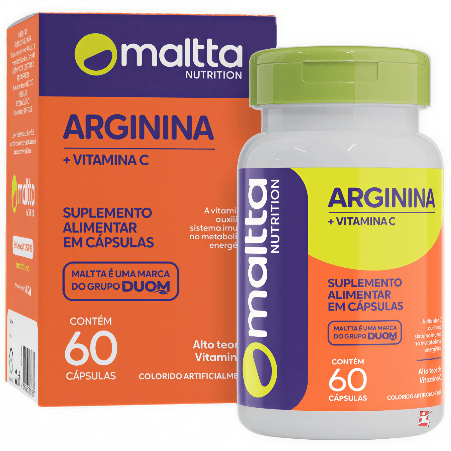 Kit 2 Arginina + Vitamina C Maltta Nutrition 60 Cápsulas