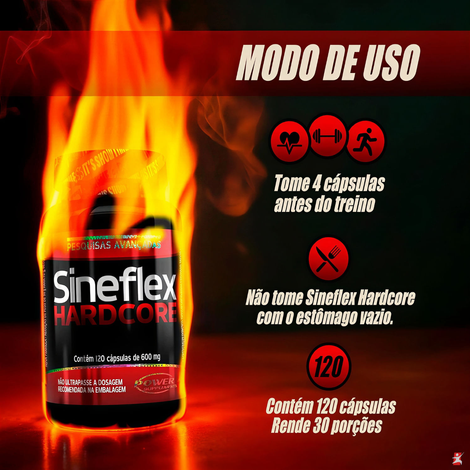 Sineflex Hardcore Power Supplements 120 Cápsulas