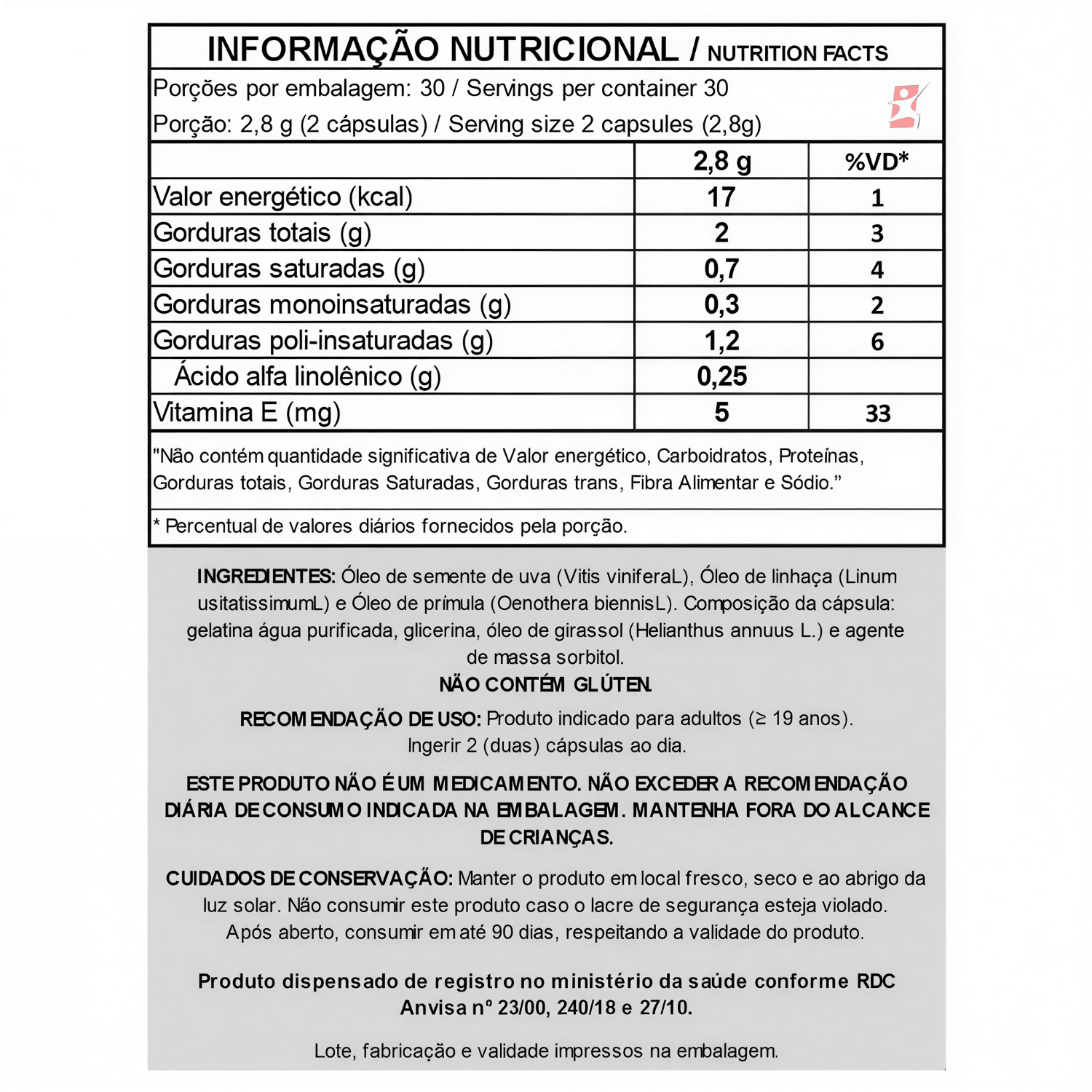 Ômega 3-6-9 Óleo De Semente De Uva + Linhaça + Prímula Take Care 60 Cápsulas