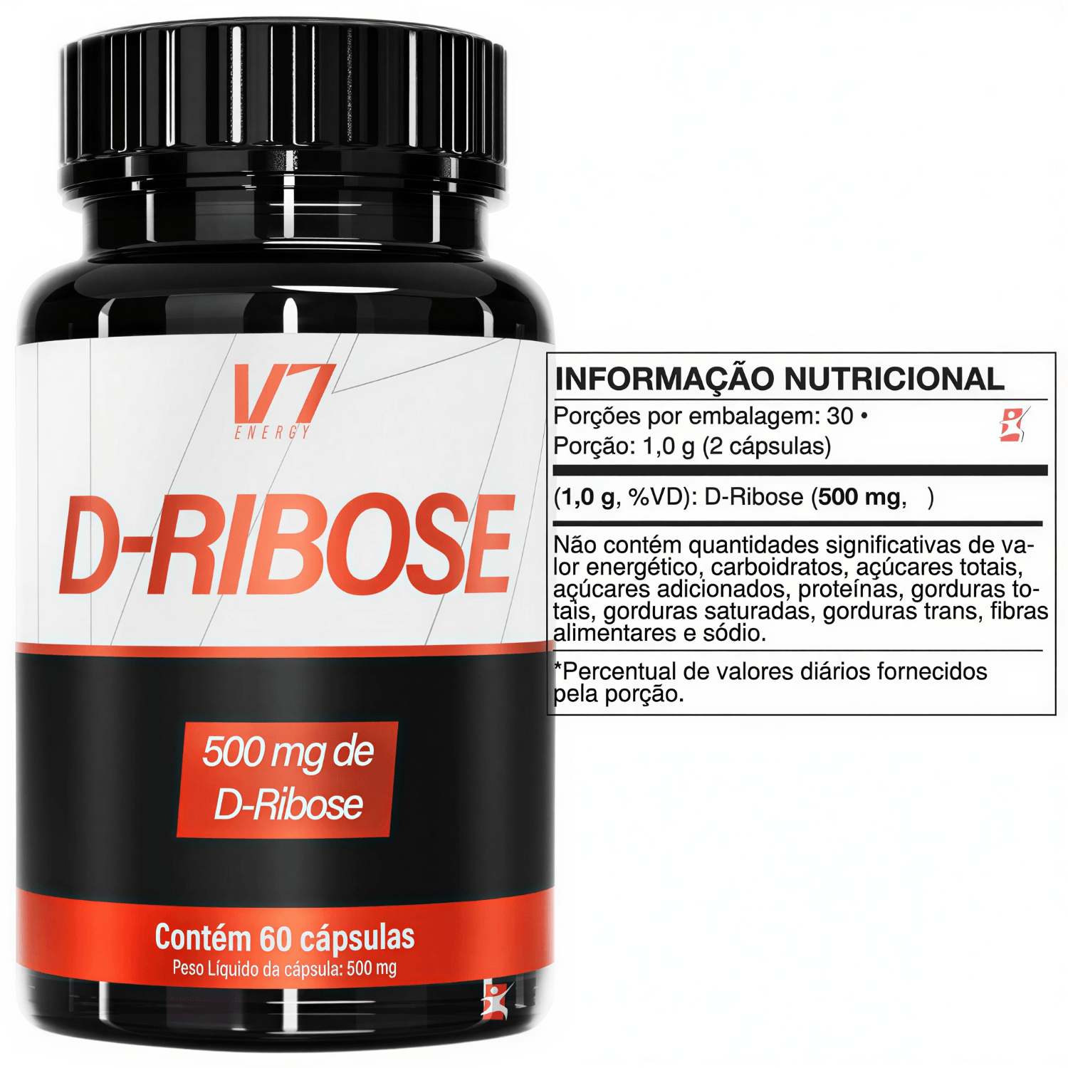 D-ribose V7 Energy 500mg 60 Cápsulas