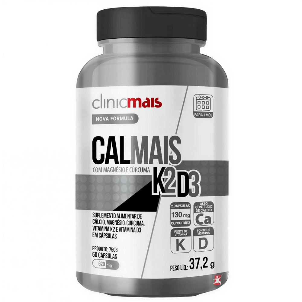 Calmais K2 + D3 Com Magnésio E Cúrcuma Clinicmais 60 Cápsulas