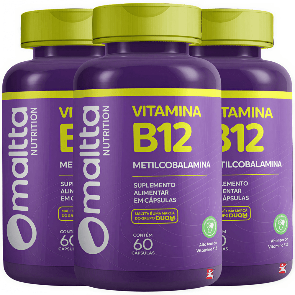 Kit 3 Vitamina B12 Metilcobalamina Maltta Nutrition 60 Cápsulas Veganas Concentradas