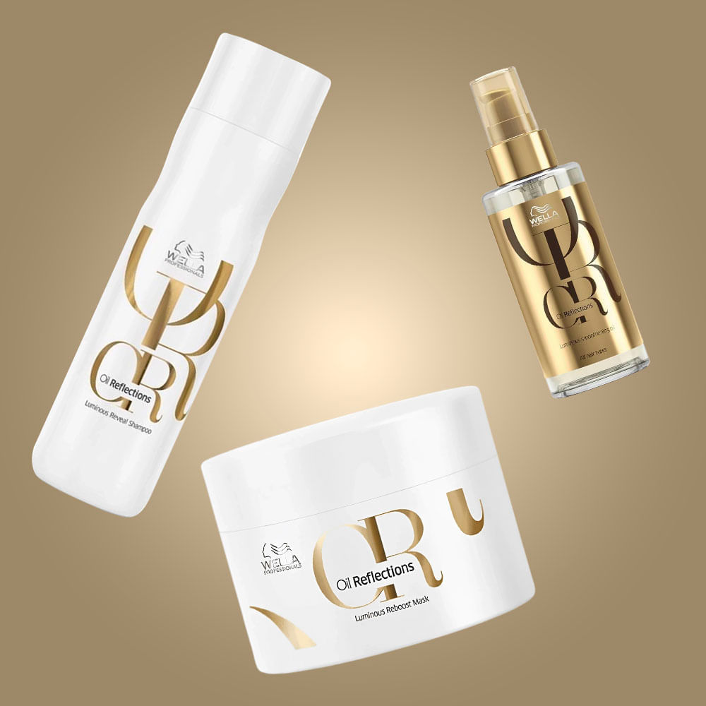 Kit Shampoo 250ml + Máscara 150ml + Óleo Capilar Smoothening 100ml Oil Reflections Wella Professionals
