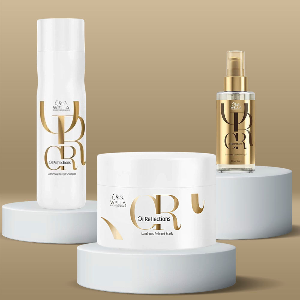 Kit Shampoo 250ml + Máscara 150ml + Óleo Capilar Smoothening 100ml Oil Reflections Wella Professionals