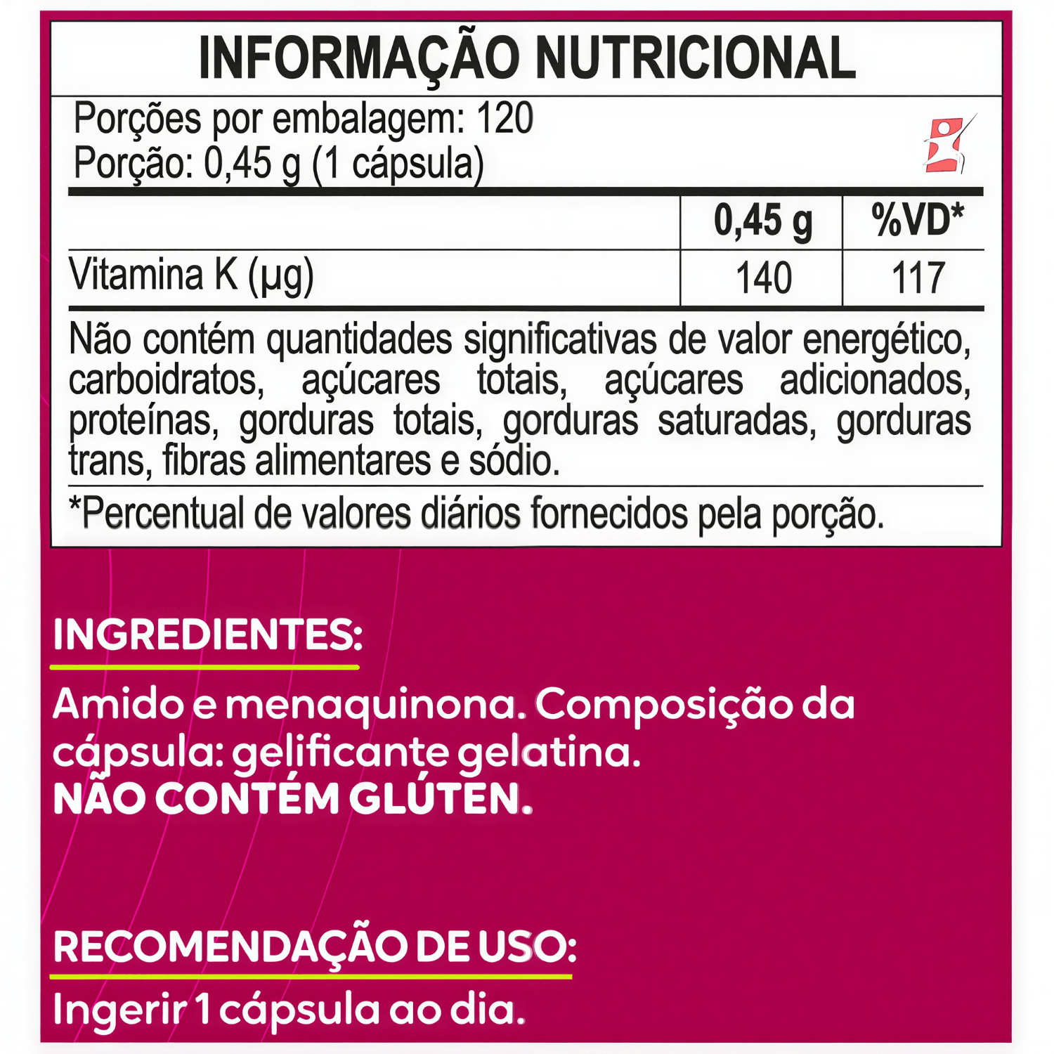Vitamina K2 Menaquinona Mk7 Maltta Nutrition 120 Cápsulas