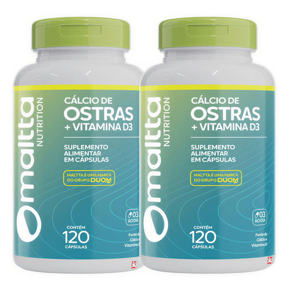 Kit 2 Cálcio De Ostras + Vitamina D3 Maltta Nutrition 120 Cápsulas