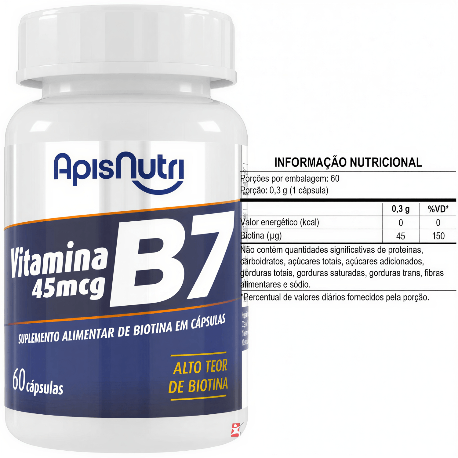 Vitamina B7 D-biotina Concentrada Apisnutri 60 Cápsulas