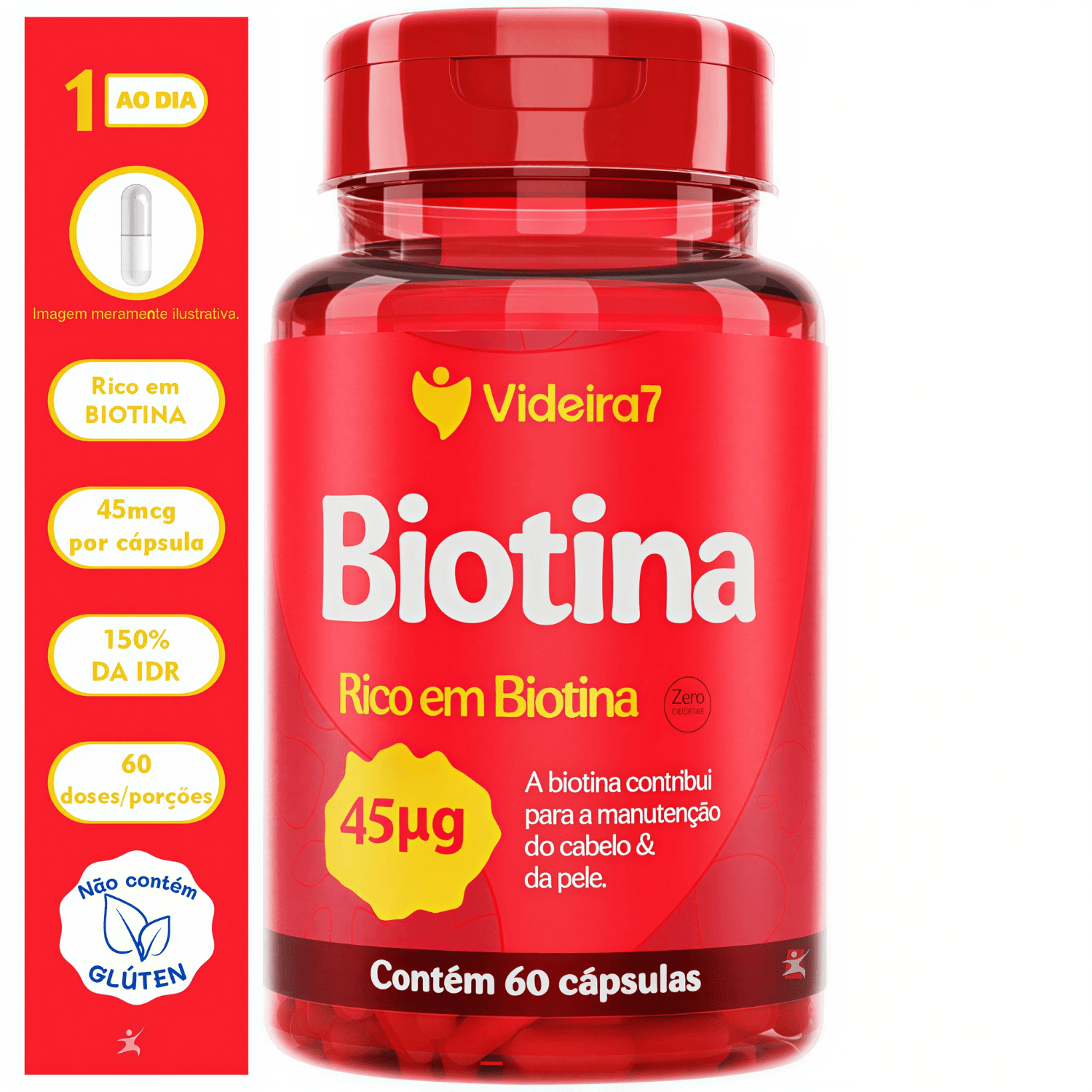 Kit 2 Biotina 45mcg 150% Da Idr Super Concentrada Videira7 60 Cápsulas