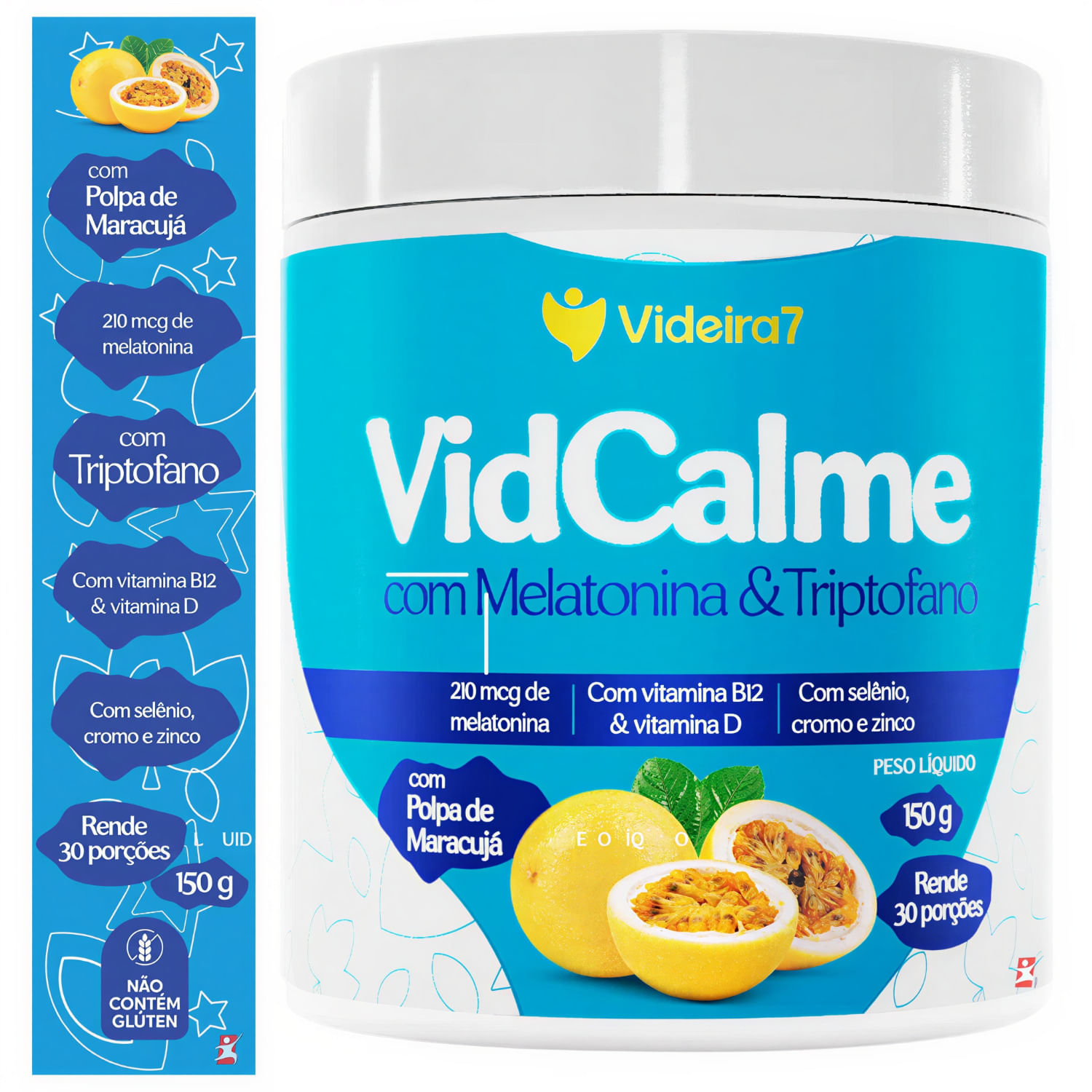 Vidcalme Com Melatonina E Triptofano Videira7 Maracujá 30 Doses 150g