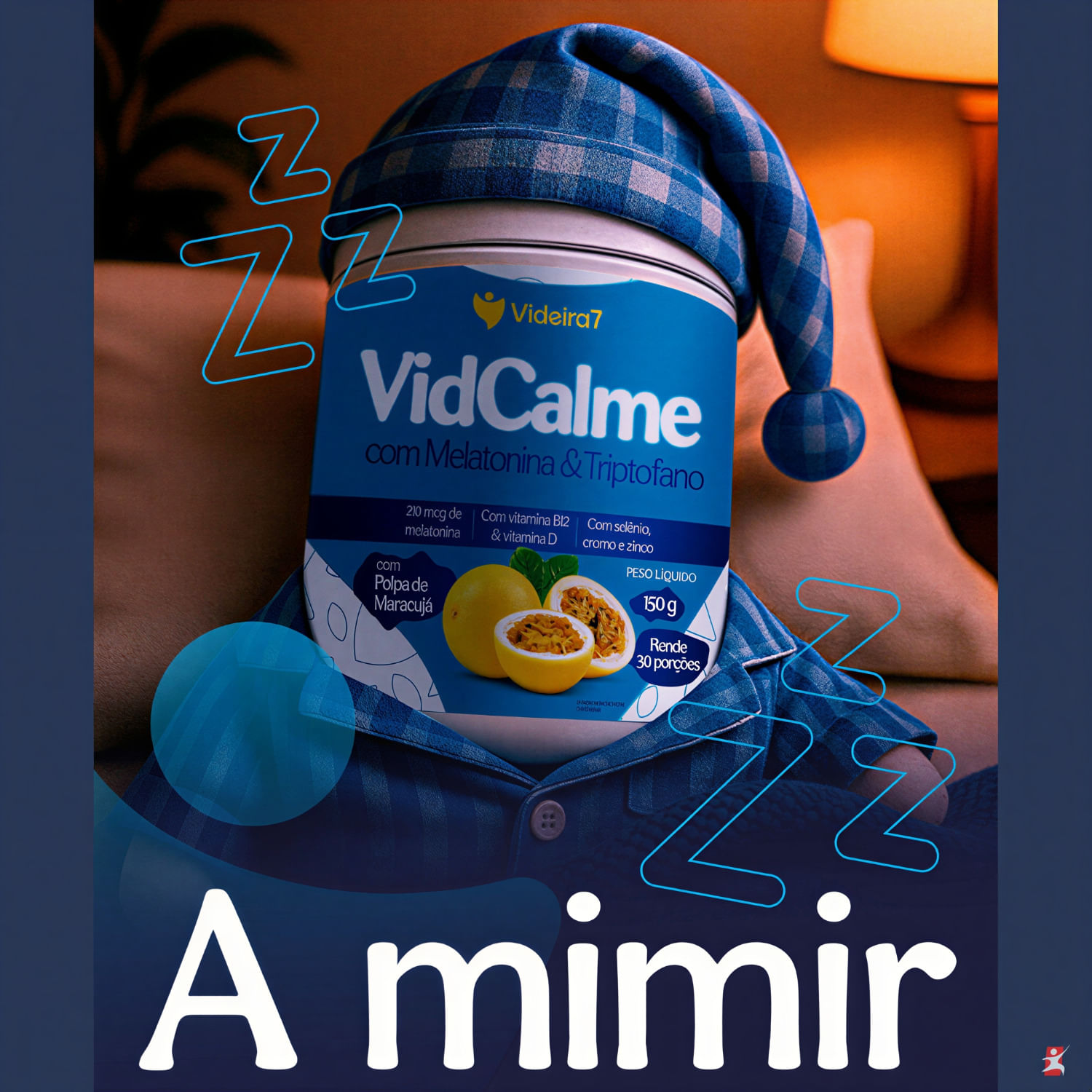 Vidcalme Com Melatonina E Triptofano Videira7 Maracujá 30 Doses 150g