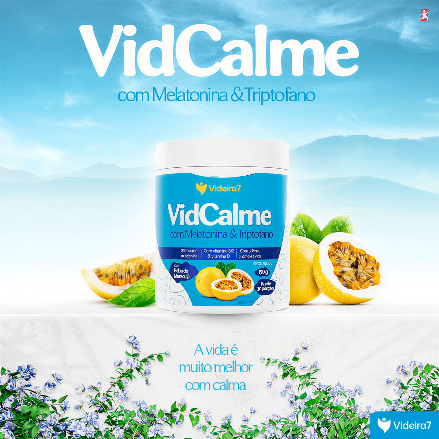 Vidcalme Com Melatonina E Triptofano Videira7 Maracujá 30 Doses 150g
