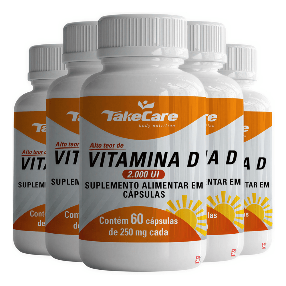 Kit 5 Vitamina D 2000ui Take Care 60 Cápsulas