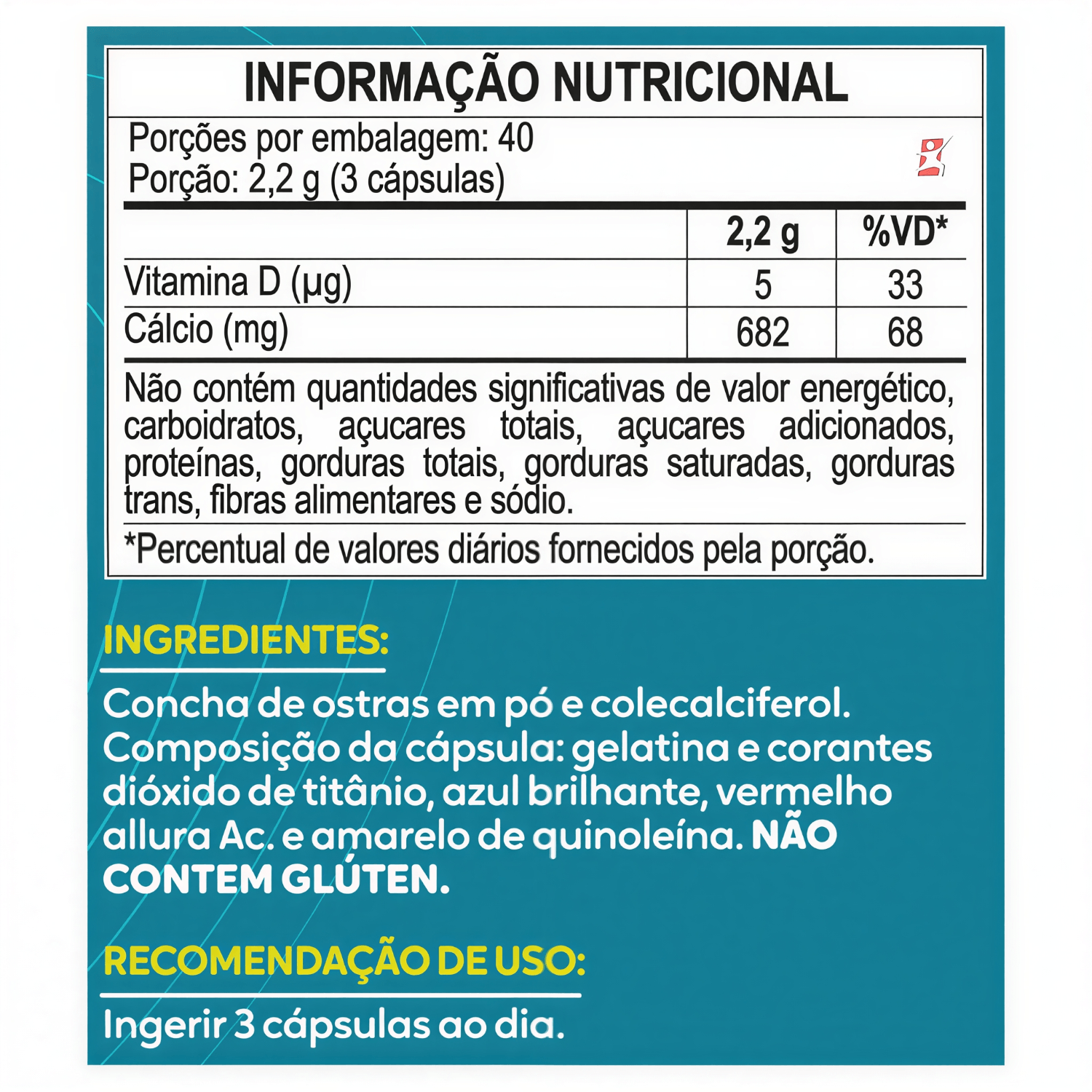 Cálcio De Ostras + Vitamina D3 Maltta Nutrition 120 Cápsulas