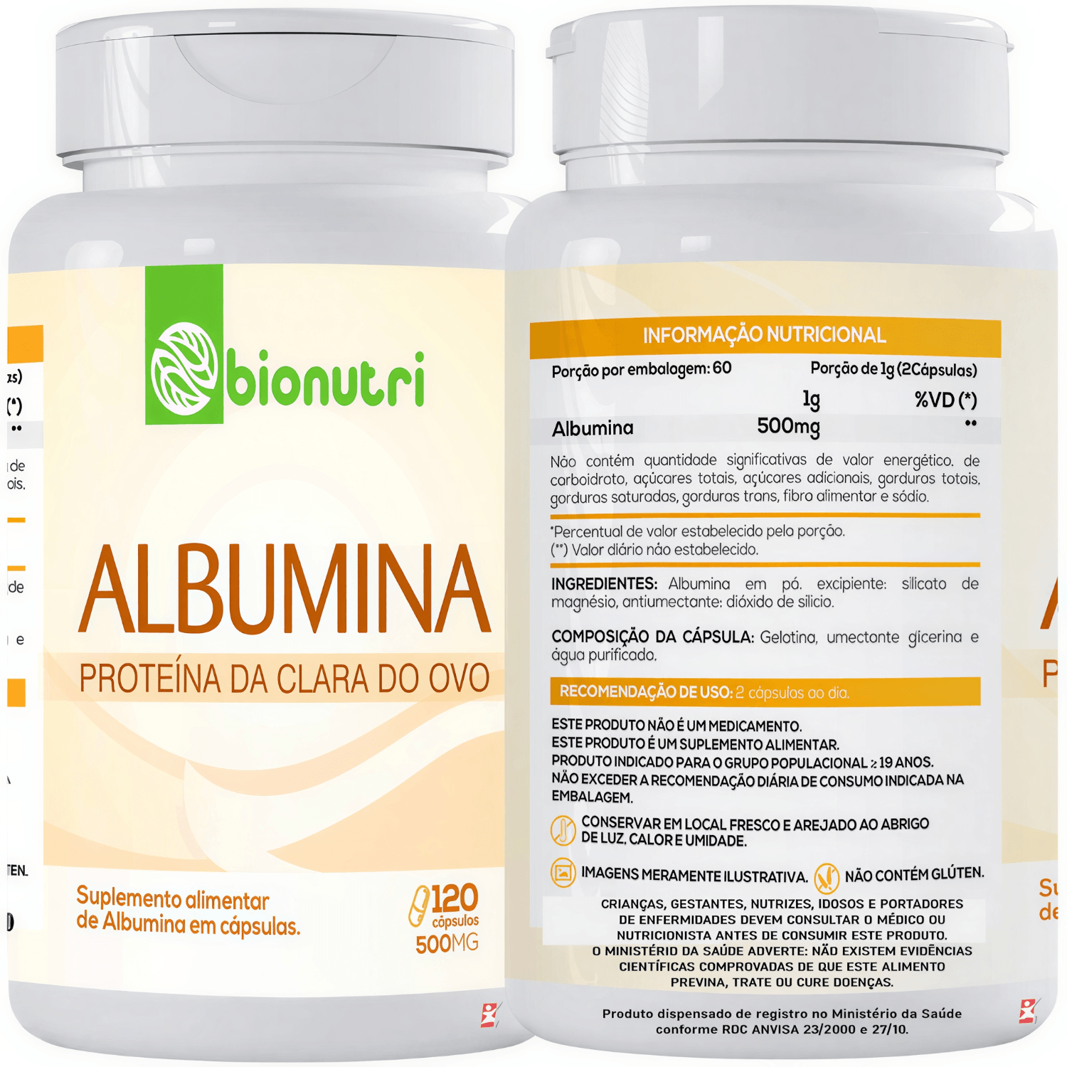 Albumina Proteina Da Clara Do Ovo Bionutri 120 Cápsulas