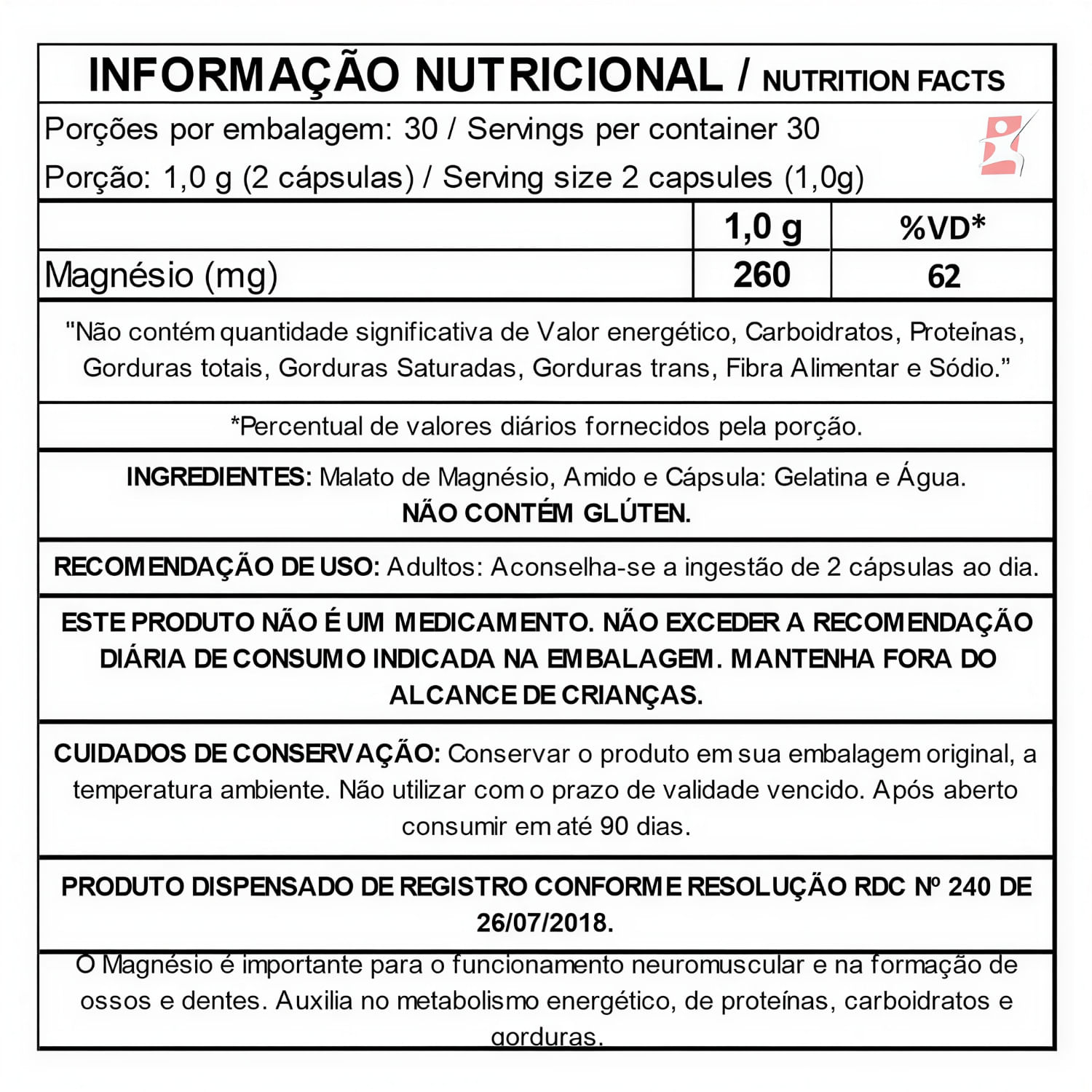 Magnésio Dimalato Medinal 60 Cápsulas