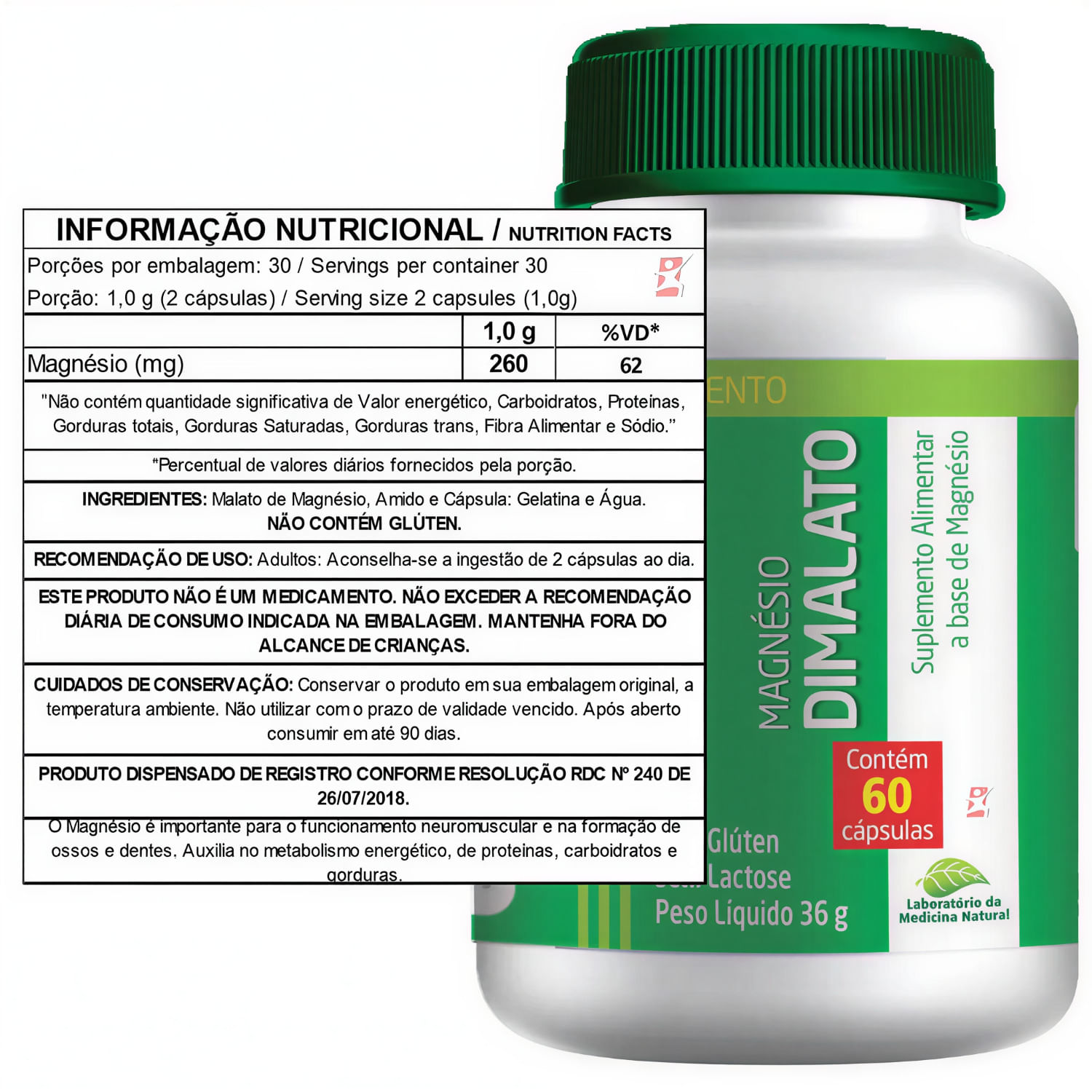 Magnésio Dimalato Medinal 60 Cápsulas