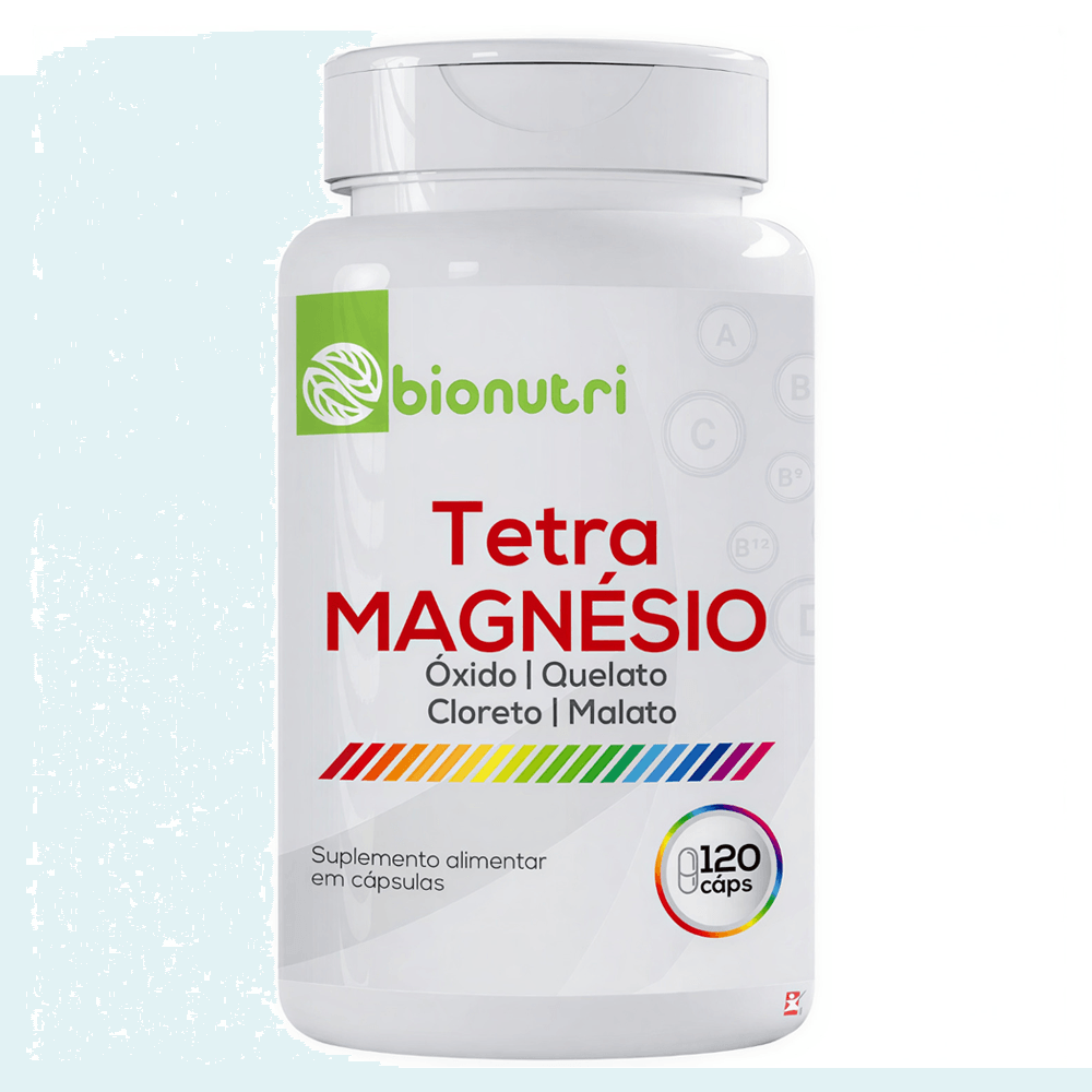 Tetra Magnésio Óxido + Quelato + Cloreto + Malato Bionutri 120 Cápsulas