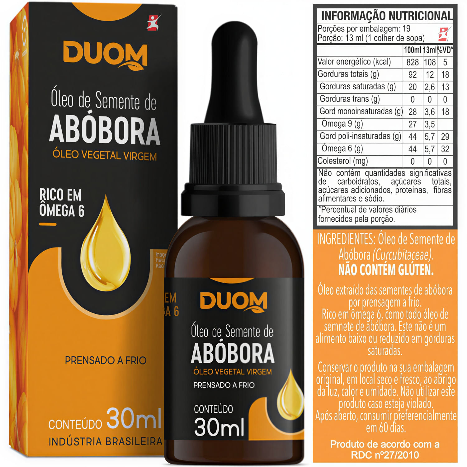 Óleo De Semente De Abóbora Vegetal Virgem Duom Maltta Nutrition 30ml