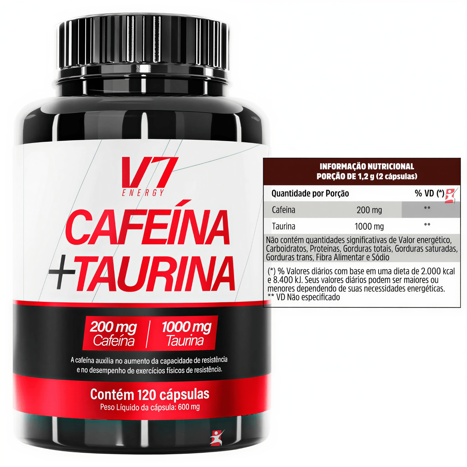 Cafeina + Taurina Videira7 120 Cápsulas