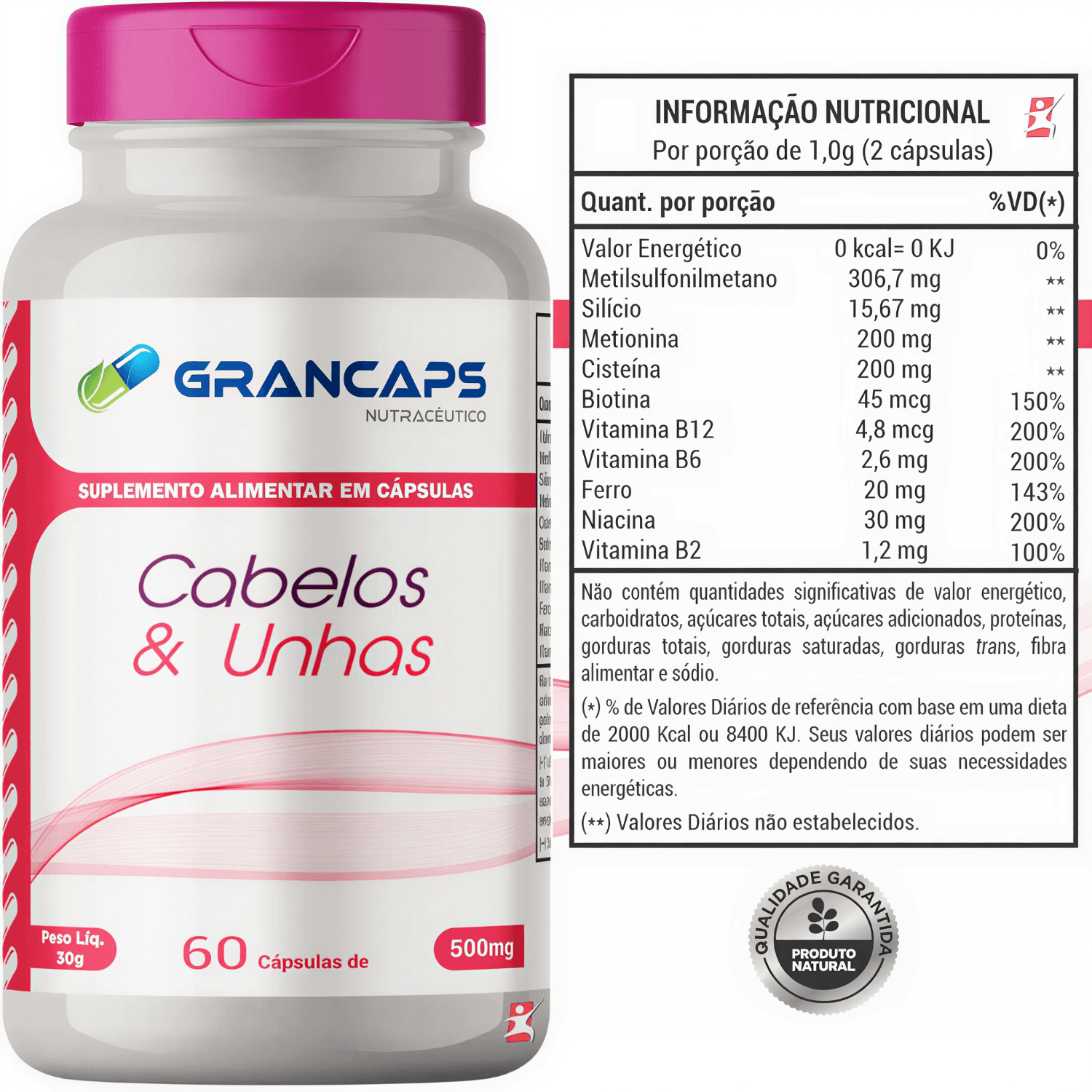 Cabelos E Unhas Grancaps 60 Cápsulas