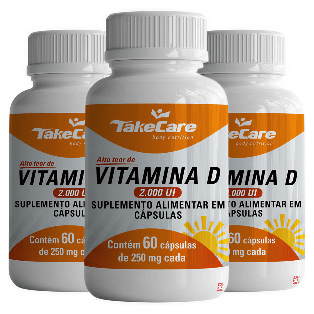 Kit 3 Vitamina D 2000ui Take Care 60 Cápsulas